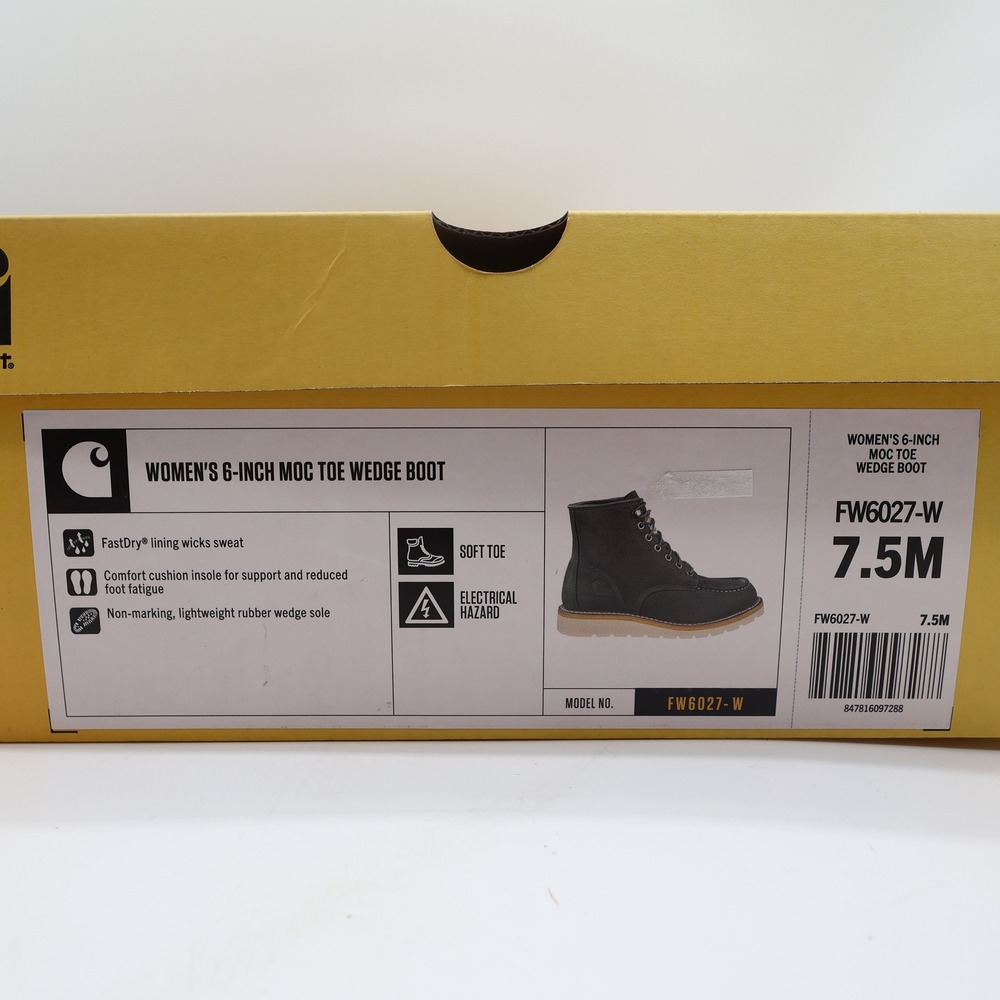 Carhartt Moc Toe Wedge Boot Womens 7.5 Black Leather Work Boots FW6027-W NWT - Picture 8 of 16